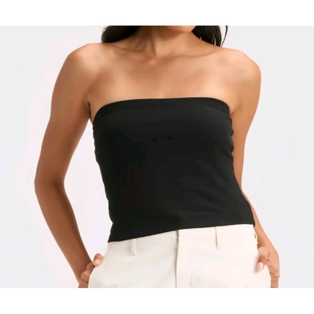 A New Day Women's Seamless Ribbed Tube Top Black Size M